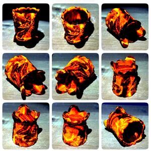 Boyd Glass Daisy Button Toothpick Holder 1999 Autumn Harvest GLOWS OOAK B1579